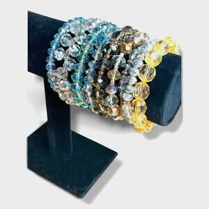Mixed Lot Stretch Bracelets Earth Tones Faceted Iridescent 9 pcs